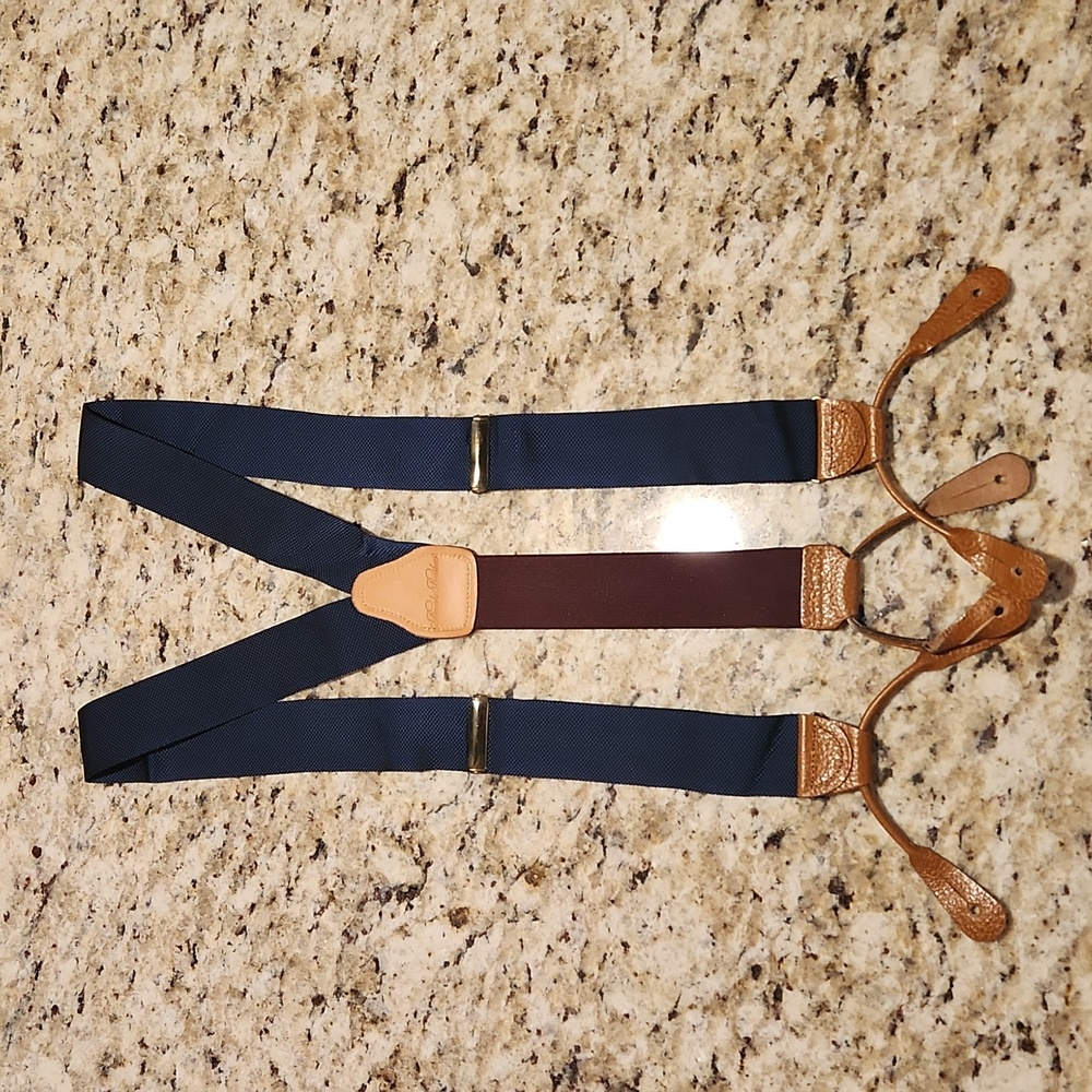 Brooks Brothers suspenders navy and burgundy
